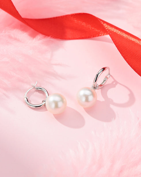 Power Edison Pearl Gold Hoop Earrings - Versatile Design
